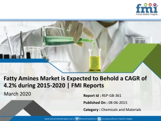 Fatty Amines Market is Projected to Register a CAGR of 4.2% by 2020 | FMI Reports