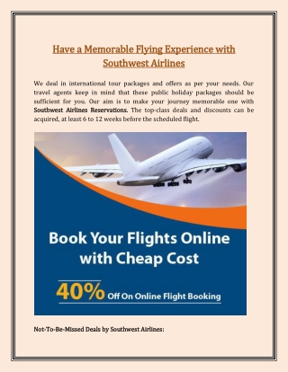 Have a Memorable Flying Experience with Southwest Airlines