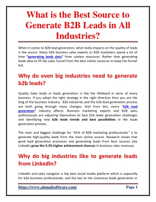 What is the best source to generate B2B leads in all industries