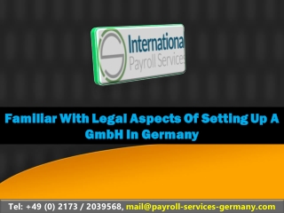 Familiar With Legal Aspects Of Setting Up A GmbH In Germany