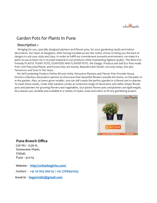 Buy Online Garden Pots For Plants In Pune,India