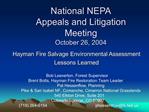 National NEPA Appeals and Litigation Meeting October 26, 2004