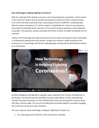 How #Technology Is Helping #FightingCoronavirus?