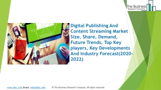 2020 Digital Publishing And Content Streaming Market Industry Outlook, Growth And Trends