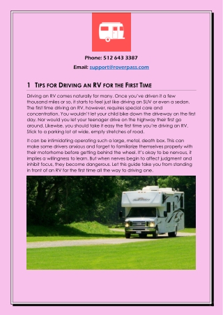 Tips for Driving an RV for the First Time