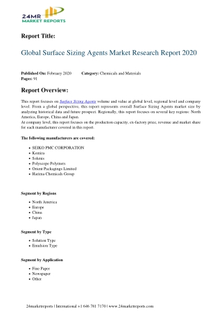 Surface Sizing Agents Market Research Report 2020