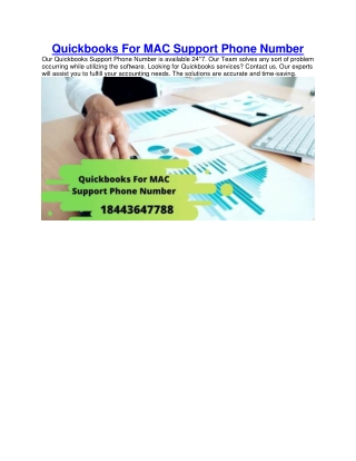 Quickbooks For MAC Support Phone Number