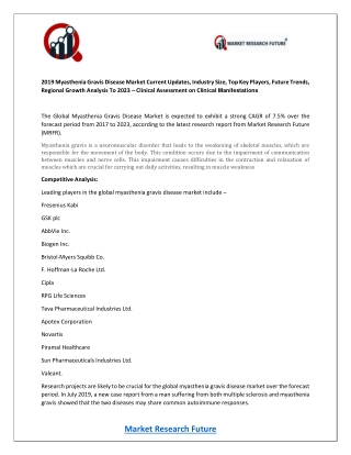 Myasthenia Gravis Disease Market