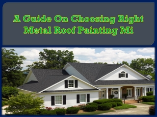 A Guide On Choosing Right Metal Roof Painting Mi