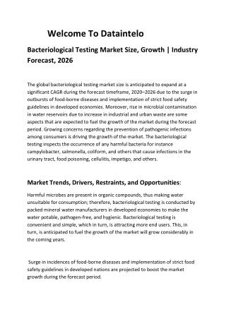 Bacteriological Testing Market Size, Growth | Industry Forecast, 2026