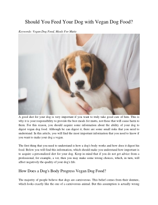 Should You Feed Your Dog with Vegan Dog Food?