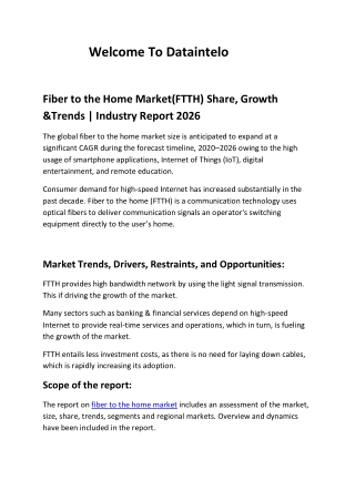 Fiber to the Home Market Share, Growth &Trends | Industry Report 2026