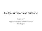 Politeness Theory and Discourse