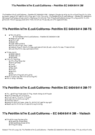Đĩa Petrifilm kiểm E.coli/Coliforms – Petrifilm EC 6404/6414 3M