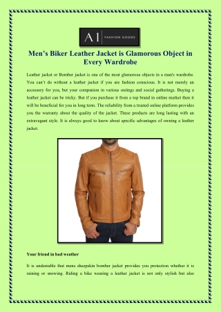 Men’s Biker Leather Jacket is Glamorous Object in Every Wardrobe