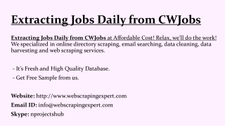 Extracting Jobs Daily from CWJobs