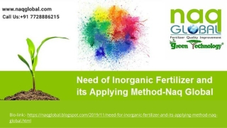 Need for Inorganic Fertilizer and Its Applying Method