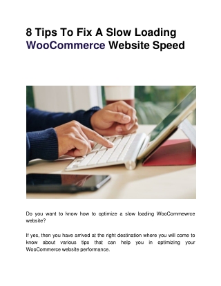 8 Tips To Fix A Slow Loading WooCommerce Website Speed