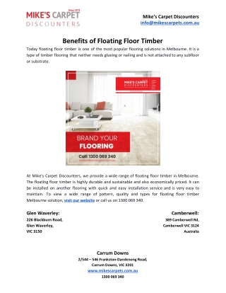 Benefits of Floating Floor Timber