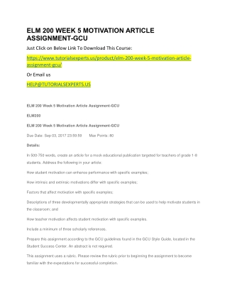 ELM 200 WEEK 5 MOTIVATION ARTICLE ASSIGNMENT-GCU