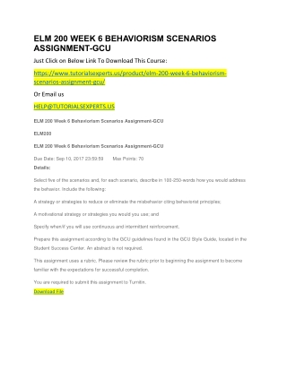 ELM 200 WEEK 6 BEHAVIORISM SCENARIOS ASSIGNMENT-GCU