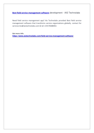 Best field service management software development - AIS Technolabs