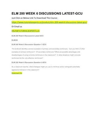 ELM 200 WEEK 6 DISCUSSIONS LATEST-GCU