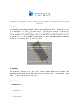 Exhaustive Study on Volatile Organic Compound Monitor and Sensor Market by Knowledge Sourcing Intelligence