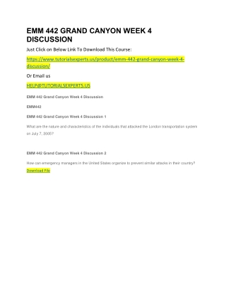 EMM 442 GRAND CANYON WEEK 4 DISCUSSION