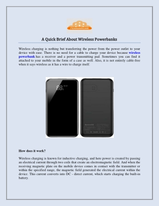 A Quick Brief About Wireless Powerbanks