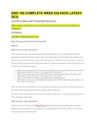 ENG 106 COMPLETE WEEK DQ PACK LATEST-GCU