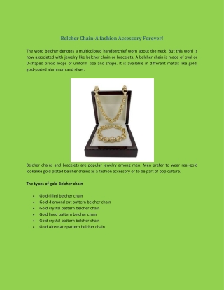 Belcher Chain-A fashion Accessory Forever!