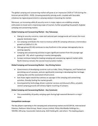 Camping and Caravanning Market to Grow at CAGR 7.6% through 2019–2029 | Future Market Insights