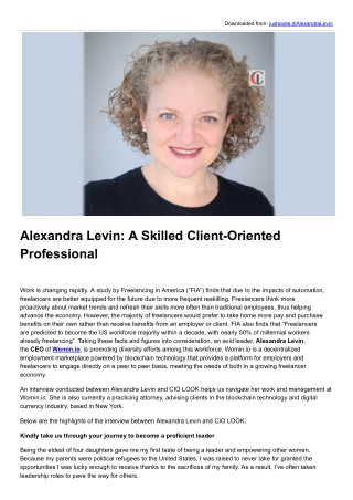 A Skilled Client-Oriented Professional | Alexandra Levin | Womin.io