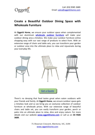 Create a Beautiful Outdoor Dining Space with Wholesale Furniture