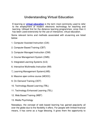 Understanding virtual education