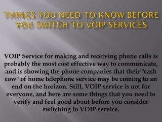 Things You Need To Know Before You Switch To VOIP Services