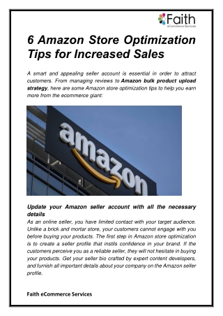 6 Amazon Store Optimization Tips for Increased Sales