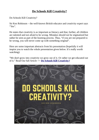 Do Schools Kill Creativity?