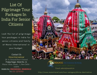 List of pilgrimage tour packages in india for senior citizens