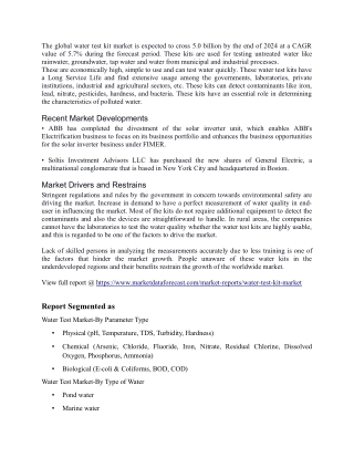 North America commands the revenue share in the Water Test Kit Market