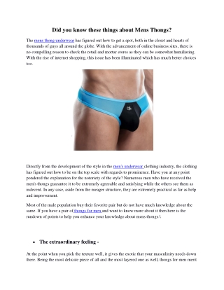 Did you know these things about mens thongs?