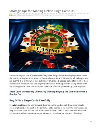 Strategic Tips for Winning Online Bingo Game UK