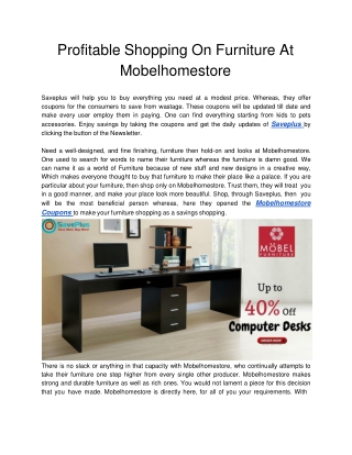 Profitable Shopping On Furniture At Mobelhomestore