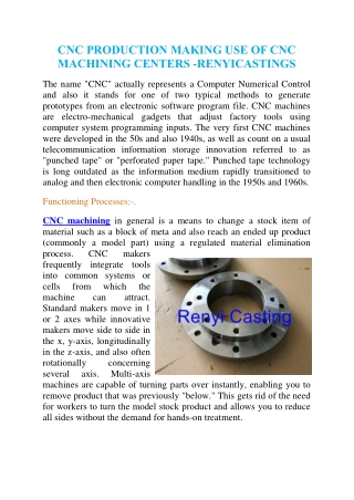 CNC Machining Services - RENYI CASTINGS