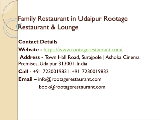 Family Restaurant in Udaipur Rootage Restaurant & Lounge