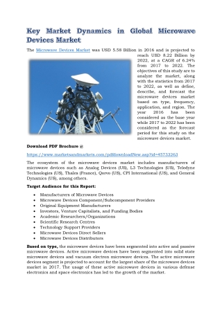 Key Market Dynamics in Global Microwave Devices Market