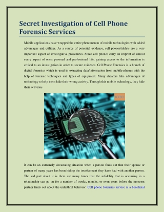 Secret Investigation of Cell Phone Forensic Services