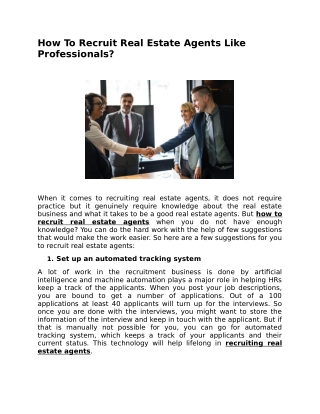 How To Recruit Real Estate Agents Like Professionals?