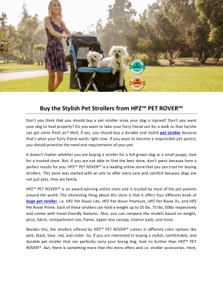 Buy the Stylish Pet Strollers from HPZ™ PET ROVER™